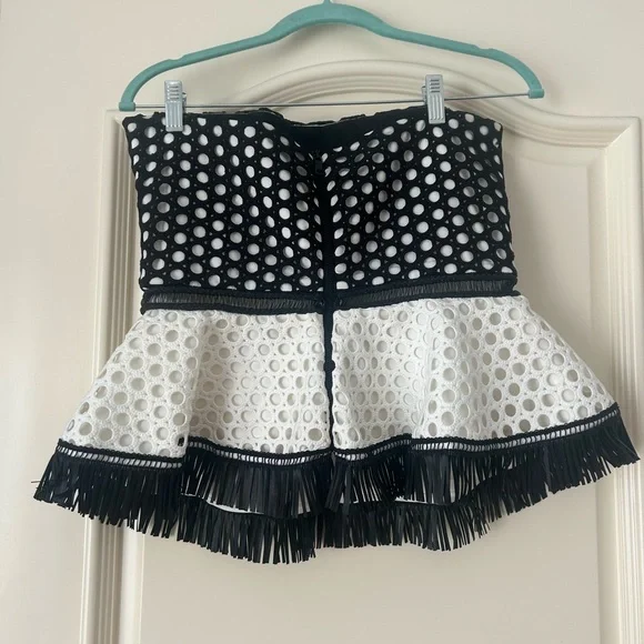 Alexis Black and White Peplum Blouse - Picture 6 of 8